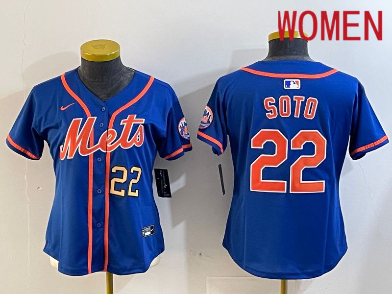 Women New York Mets #22 Soto Blue Game 2024 Nike MLB Jersey style 4->youth mlb jersey->Youth Jersey